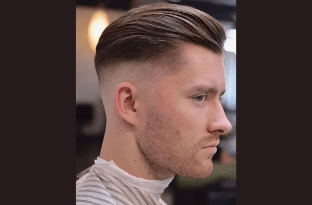 Slick Back Haircut With Mid Fade