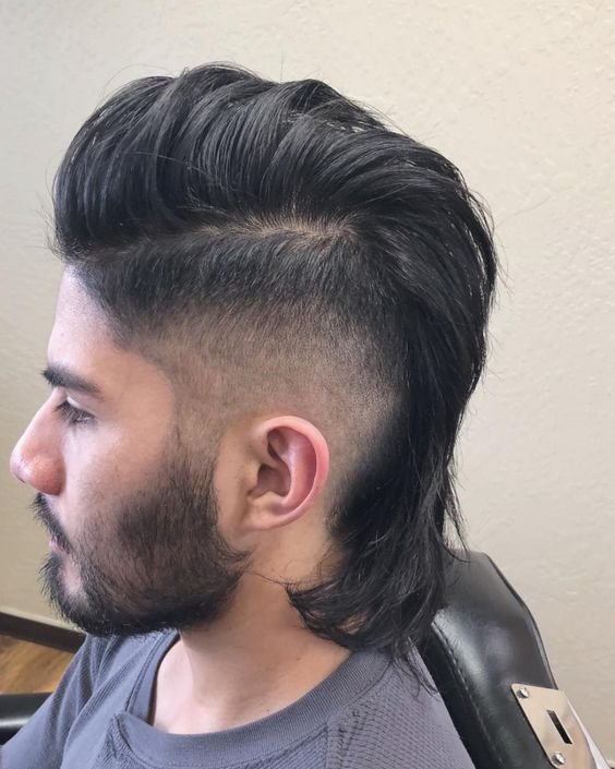 Side-Parted Straight Mullet